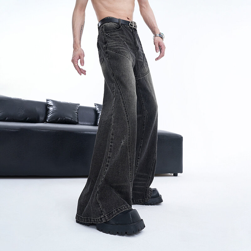 Джинсы FEWQ нишевые прямые мужские, свободные штаны из денима с колокольчиками, уличная мода, X9084, лето