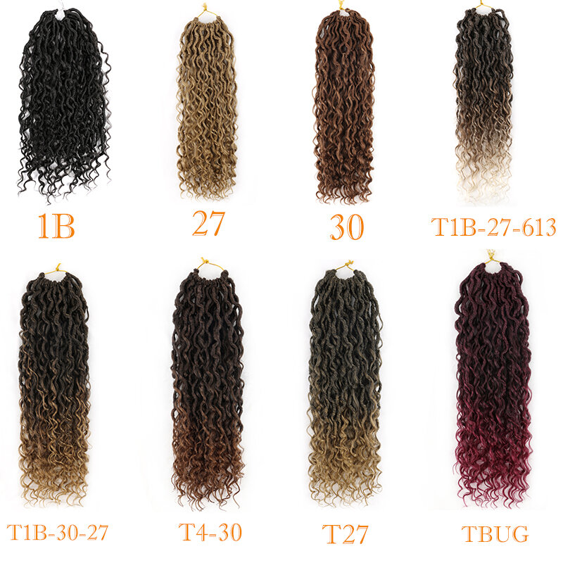 Dea sintetica Faux Locs Crochet intrecciare i capelli per le donne River Faux Locs con capelli ricci 18 pollici Faux Goddess River Locs Hair