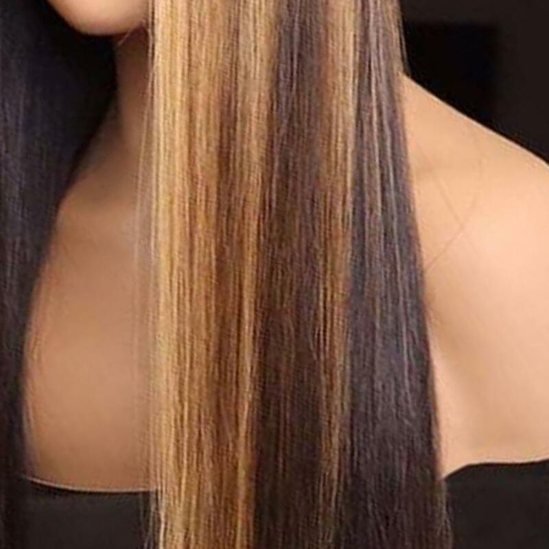 Wig panjang lurus wanita 72cm, Wig wanita bagian tengah renda HD halus Natural, rambut sintetis tanpa lem ikal panjang, sorot depan