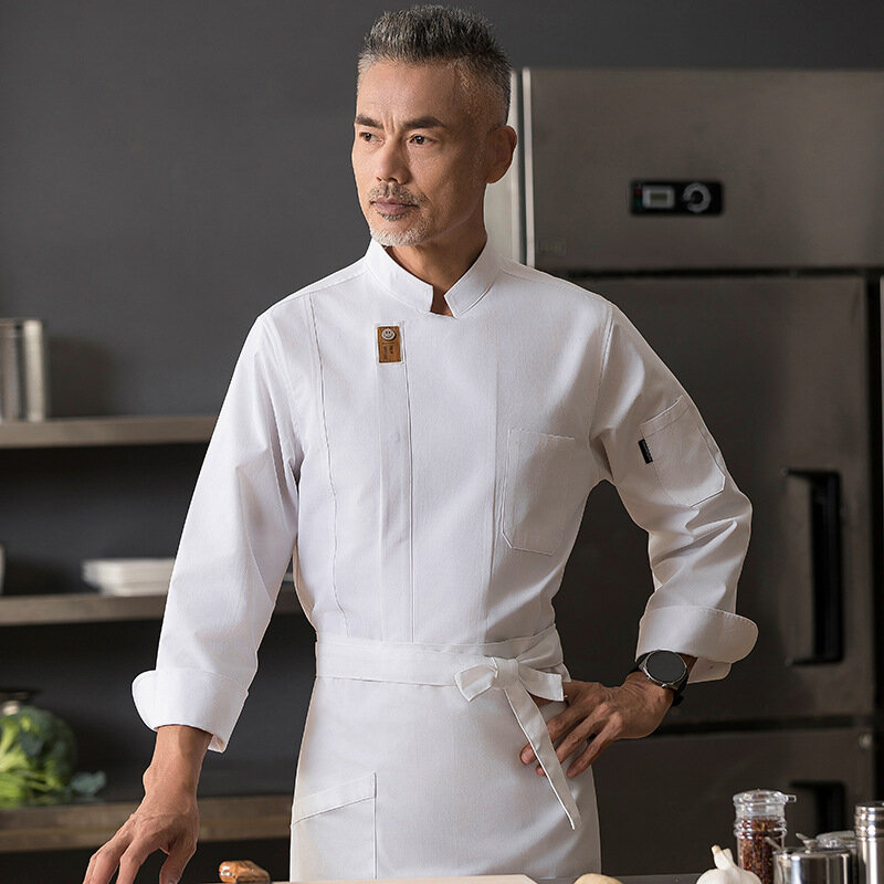 Moda chefe macacão de manga longa outono e inverno feminino hotel chef uniforme impressão jantar restaurante voltar cozinha