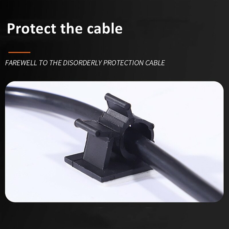 Grampos de cabo auto-adesivos ajustáveis, Braçadeira de gerenciamento de cabo de mesa, suporte para carro, PC, TV