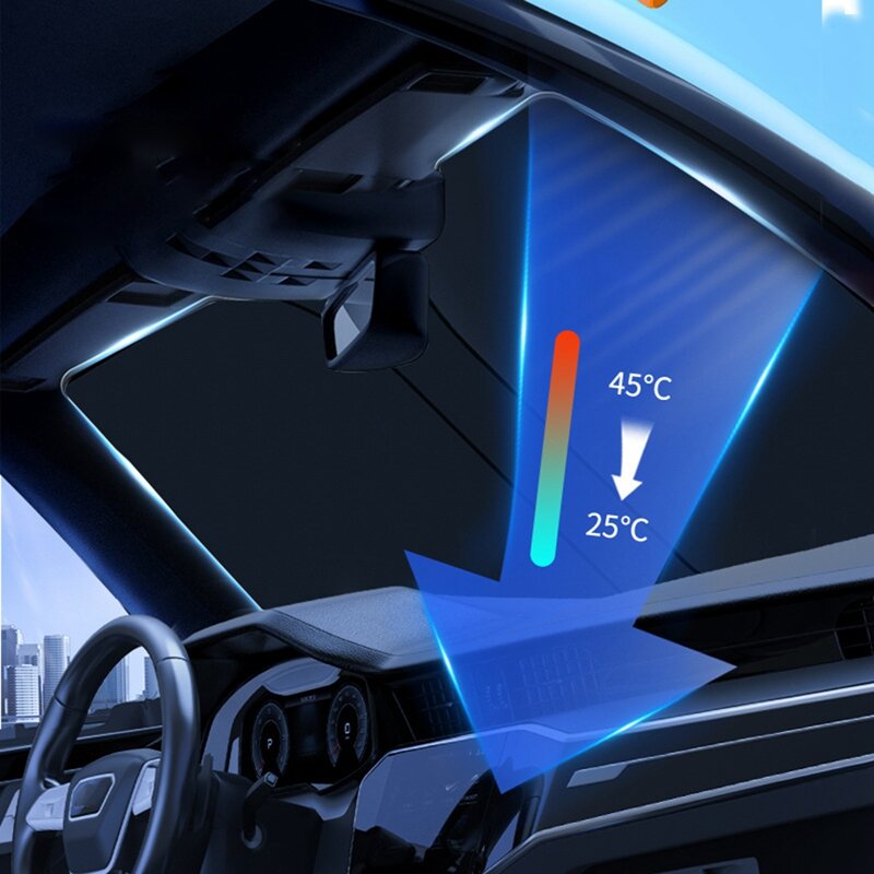 ผ้าม่านกันแสง UV สำหรับติดรถยนต์, ที่บังแดดหน้ารถยนต์กันแสงแดดกันแสง UV สำหรับติดหน้าต่างด้านหน้ากระบังแสงม่านบังแดดแบบพับได้สำหรับฤดูร้อน