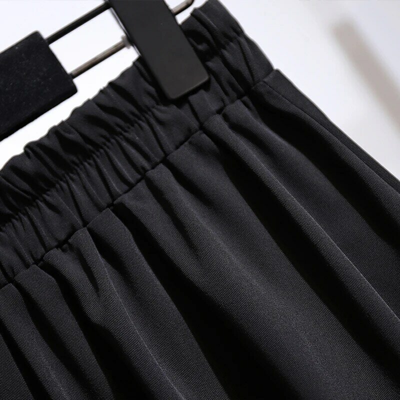 Falda informal de talla grande para mujer, ropa holgada y cómoda, de poliéster, color negro, para primavera