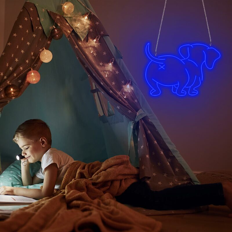 Letrero de neón de perro lindo, luz LED de noche, decoración de dormitorio de niños, lámparas de mesa de escritorio, regalo de cumpleaños