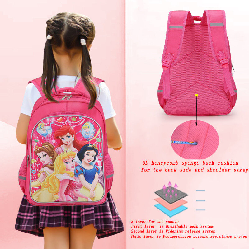 Mochila escolar grande capacidade para meninas, mochila dos desenhos animados com duplo zíper compartimento, linda nastya