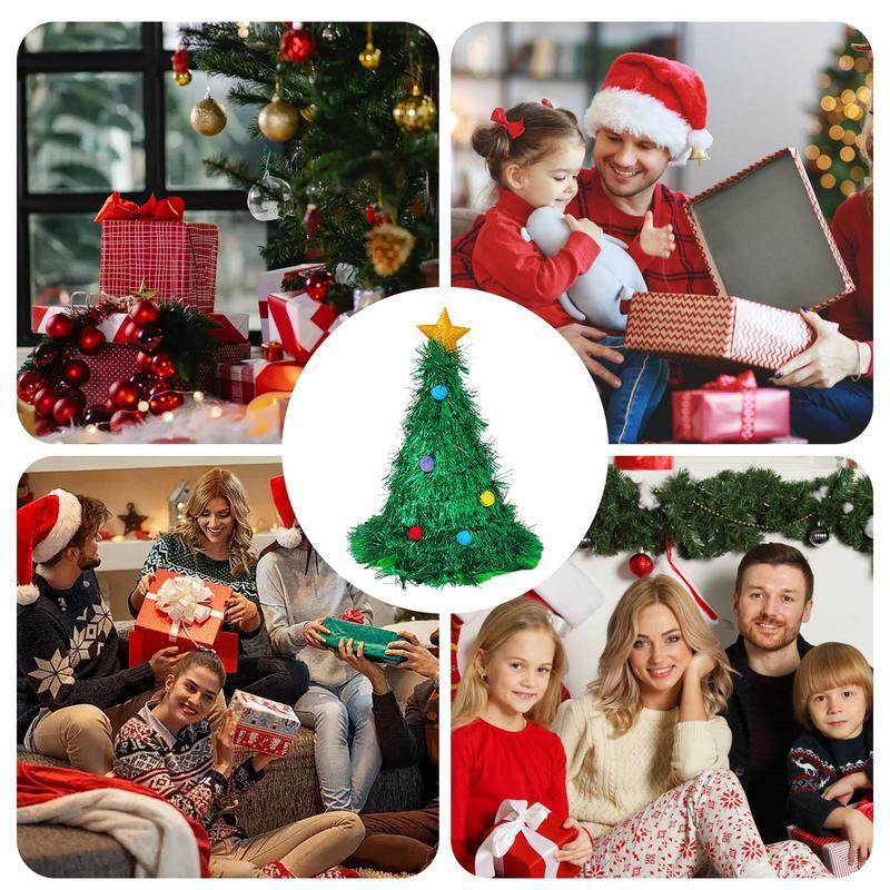 Topi hijau pohon Natal INS anak-anak Natal dewasa topi untuk anak-anak dewasa hadiah Natal Santa Claus pesta Natal Tahun Baru 2024