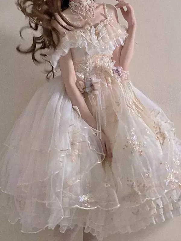 2023 Summer Lolita Midi Dress donna Casual Vintage Luxur Dress Office Lady Kawaii abbigliamento manica corta in pizzo anche vestito da festa