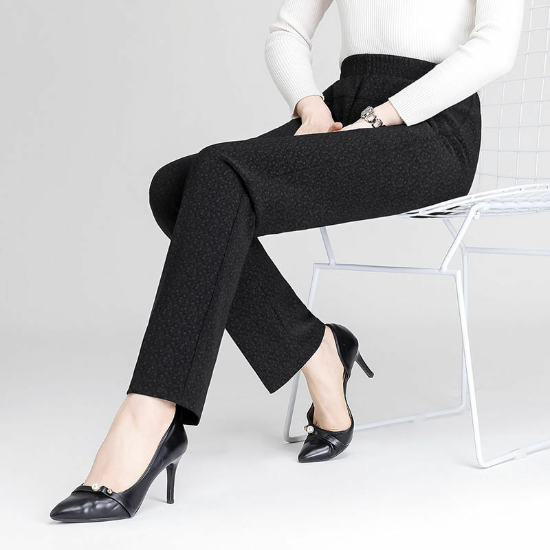 Женские повседневные брюки XL-6XL, свободные эластичные брюки с высокой талией, весна-лето 2023, женские прямые брюки среднего возраста