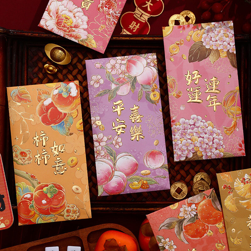 ซองจดหมายสีแดงนำโชคปีใหม่จีน6ชิ้นซองของขวัญมังกรกระเป๋าเงิน2024ปีใหม่ของตกแต่ง