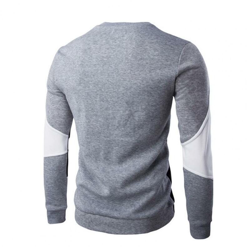 Mannen 'Sweatshirt Contrast Kleuren Patchwork Pluche Dikker Alle Match Warme Herfst Patchwork Kwaliteit Shirt Voor Werk Uitgaan dragen