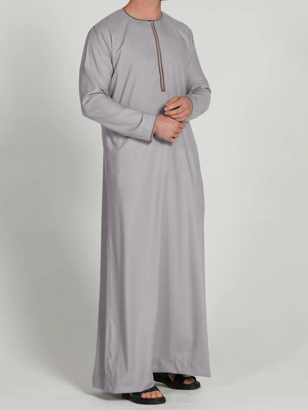 Camisas Henley de manga comprida ramadã, vestidos muçulmanos, kaftan étnico, abaya islâmica, vestido longo árabe, robe thobe para homens