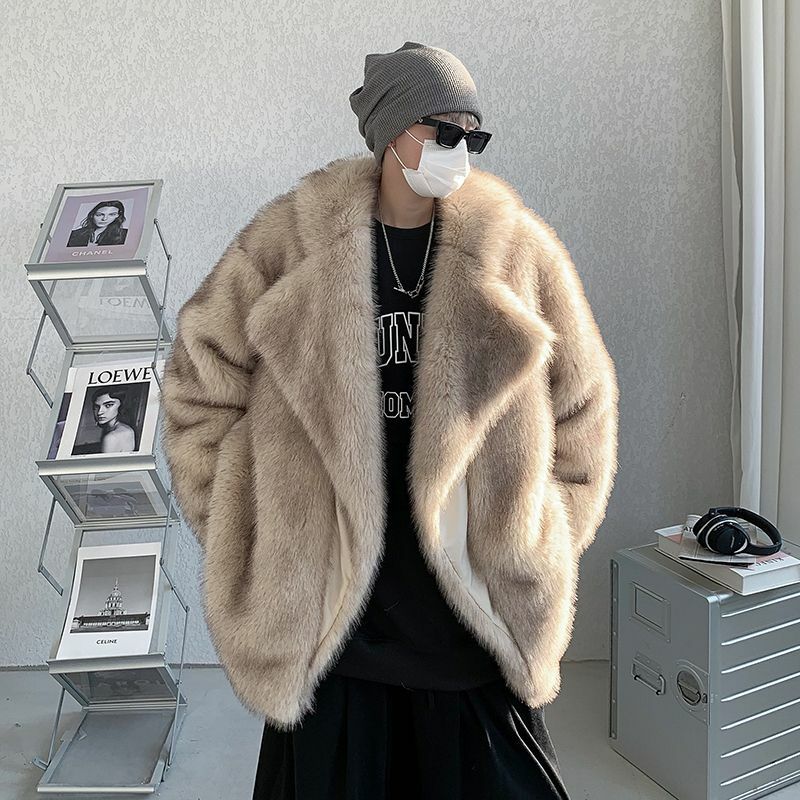 Fashion High Quality Warm Fur Coat Women's Men New Loose Warm Turn-down Collar Long Sleeve Jacket Female 2023 Winter