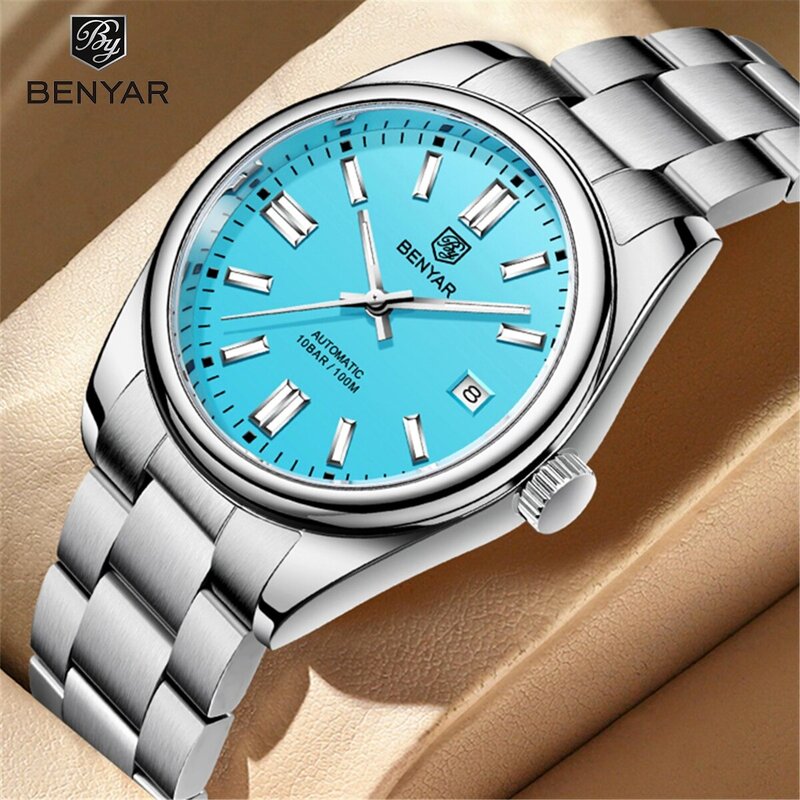 2024 BENYAR New Luxury Men Mechanical Wristwatches 10Bar Waterproof Automatic Watch Stainless Steel Sports Diving Watch for Men