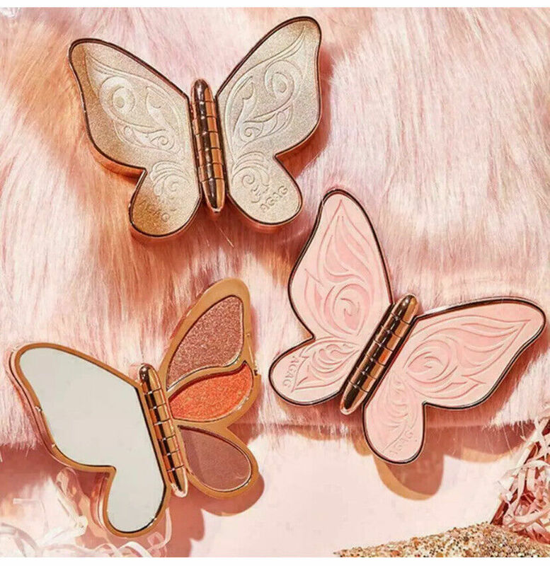 Paleta Butterfly Glitter Matte Eyeshadow, 6 cores, lantejoulas Pearl, placas de maquiagem, rosa, roxo