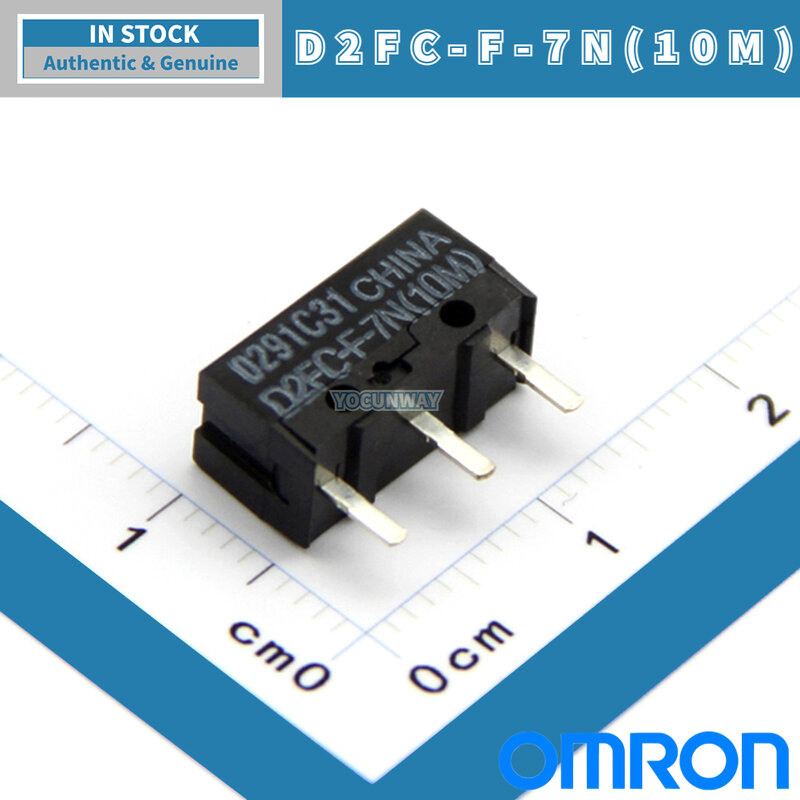 Micro interruptor OMRON com interruptor de limite de ponto branco, reparo do botão do mouse, original e autêntico, D2FC-F-7N, atacado, 3 pinos, 10-100PCs, novo, 10M-100PCs
