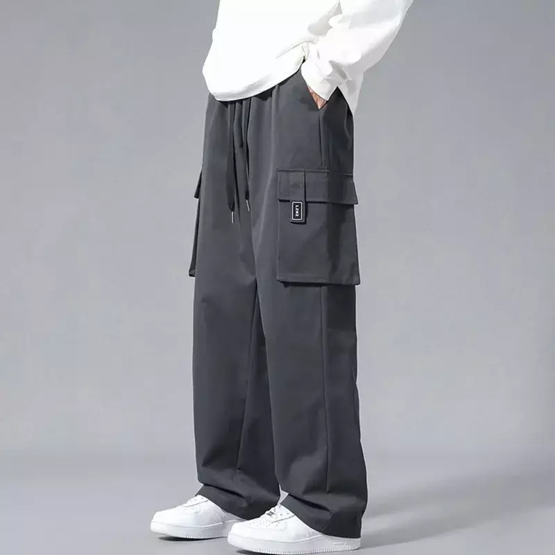 Men's Cargo Pants Black Multipockets Male Trousers Wide Multi Pocket Straight Nylon Large Size Fashion Cheapest Vintage Harajuku