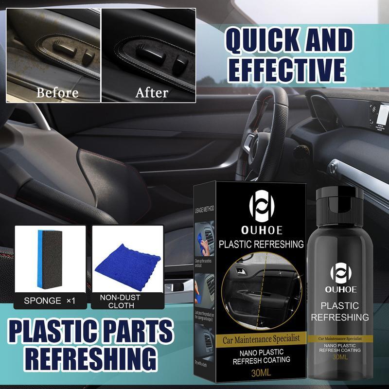 30ml/50ml Plastics Revitalizing Coating Agent Car Refurbishing Agent With Sponge Plastics Parts Refurbish Agent For Car Easily