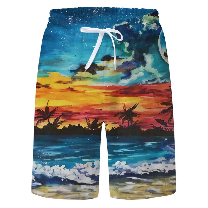 Sea Island-Short de plage imprimé en 3D pour homme, short de planche de surf, short de bain hawaïen, maillot de bain d'été Cool Ice, pantalon Y2K