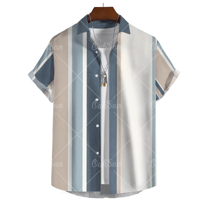 Hawaii Herren gestreifte Hemden für Bluse Männer Camisa Social Kurzarm lässig Top übergroße Sport kleidung Mode männlich Vintage