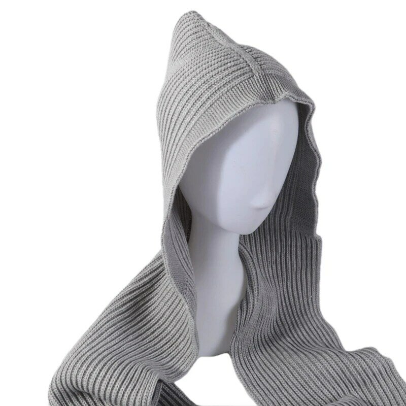フード付きスカーフ帽子ワンピーススカーフかぎ針編みニット帽子女性のためのフード付き帽子かぎ針編みヘッドスカーフフード付きショールラップ