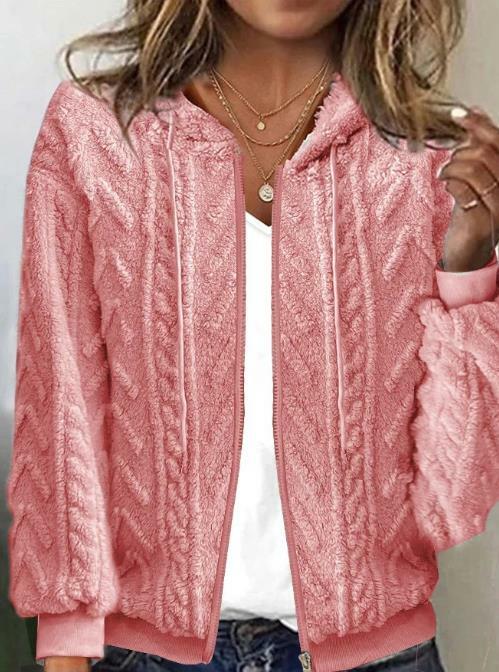 Long Sleeved Sweater 2023 New Hot Selling Fashion Women's Cardigan Zipper Drawstring Hooded Plush Jacket