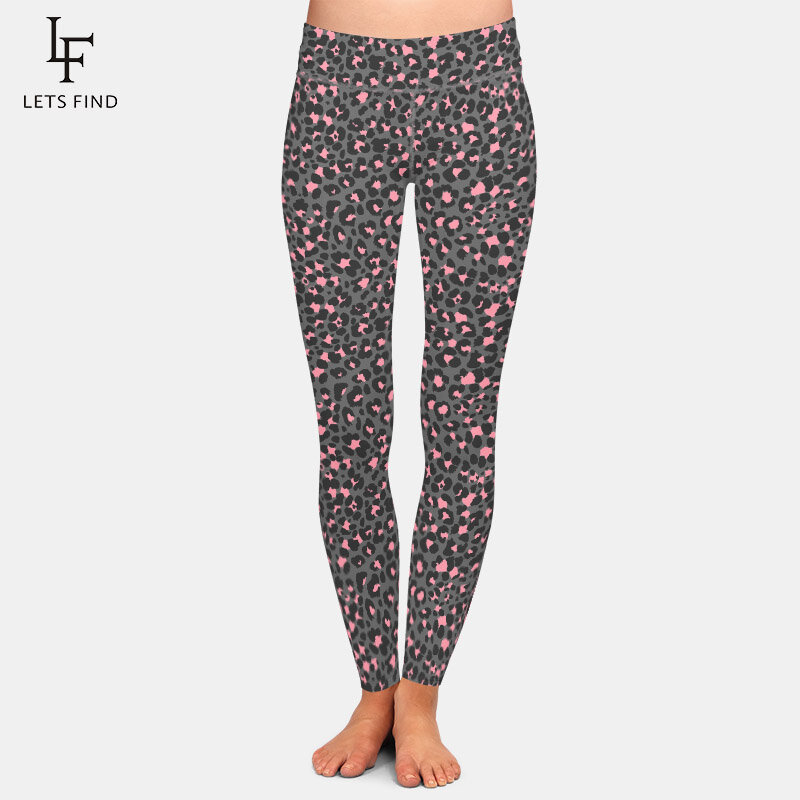 Letsfind 2020 womens fashions imprimir calças 3d leopard grão design de cintura alta aptidão feminina leggings elásticos