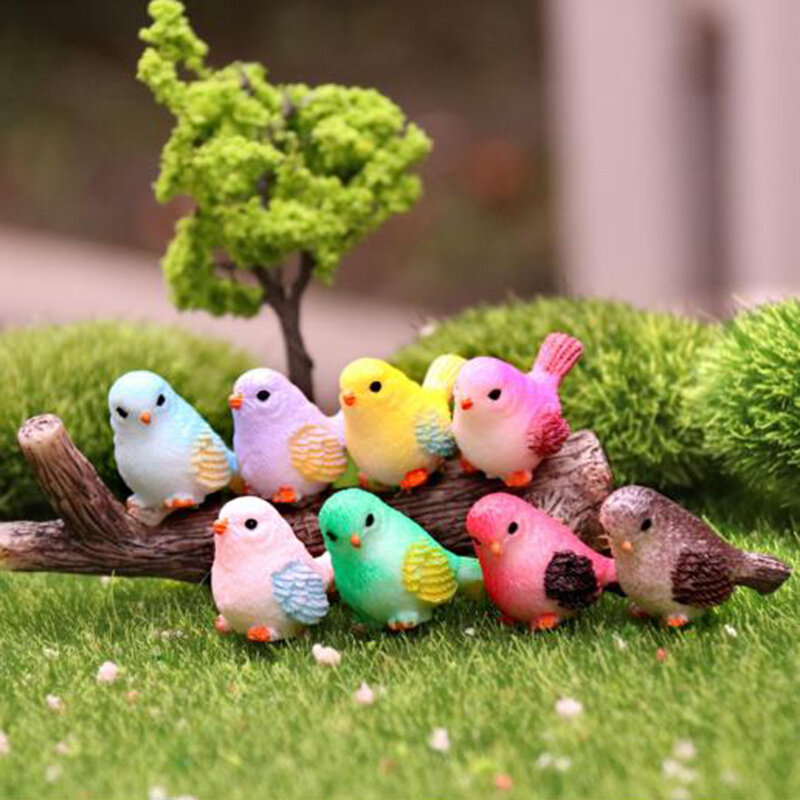 1/8Pcs ประดิษฐ์ที่มีสีสัน Little Bird Figurine สัตว์การตกแต่งบ้าน Miniature Fairy Garden อุปกรณ์ประดับตกแต่งโมเดิร์น