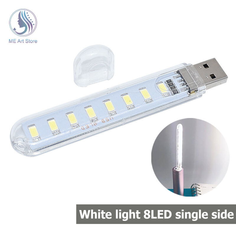 แบบพกพาขนาดเล็กไฟ LED USB 3LED 8LEDS Book Light Light สีขาว5V 3000K-7000K สำหรับ PC แล็ปท็อปโทรศัพท์มือถือ