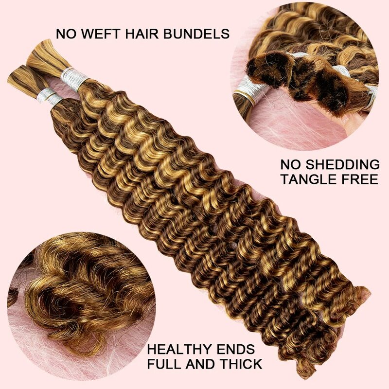 NABI 4/27 bundel rambut sorot untuk kepang, ekstensi rambut gelombang dalam jumlah besar tanpa pakan Untuk tenun wanita