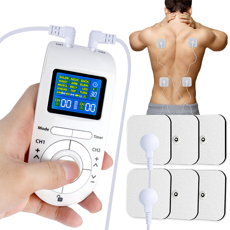 EMS Eletric Muscle Massage Stimulator Tens Machine Electrodes Pressotherapy Pad Massager For Body 12 Modes Low Frequency