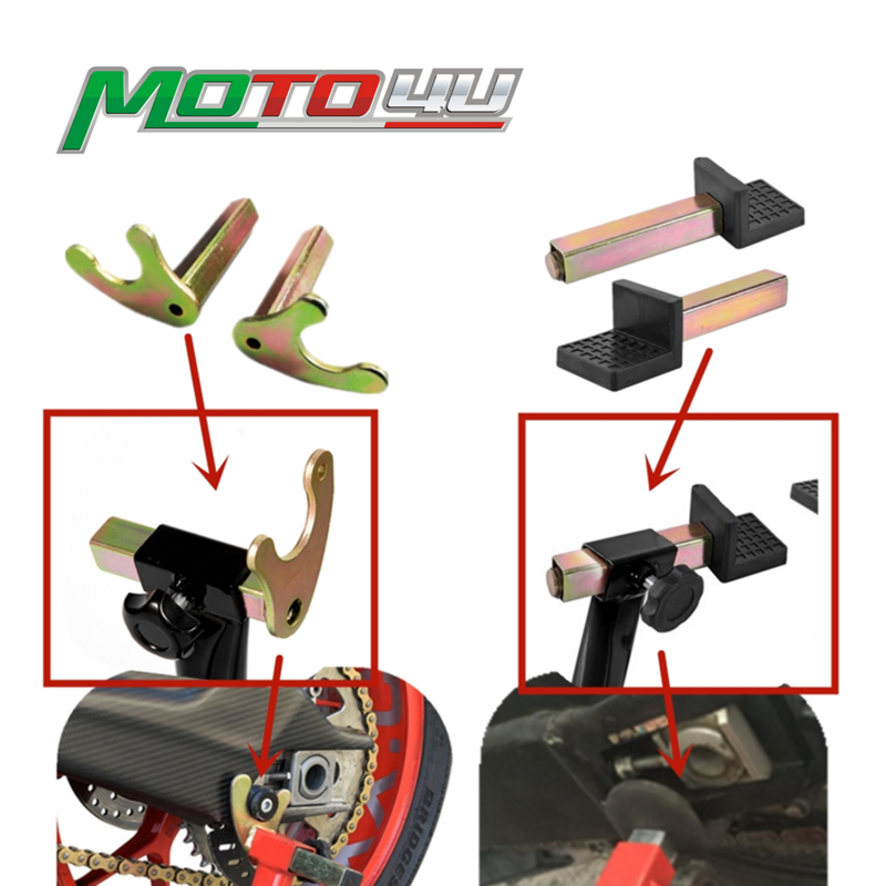Universale 1 paio di supporti per bici da moto supporto per ruote supporto per telaio braccio oscillante ganci per treppiede gancio forcella stile U e gomma tipo L