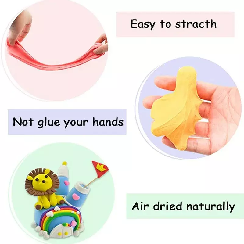 12 Colors Air Dry Clay Modeling Clay with Sculpting Tools Children Non-Toxic DIY Clay Toys Self Drying Clay for Kids Gifts