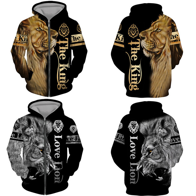 The Tiger 3D Printed Men's Sweatshirt Hoodies Set Men's Lion Tracksuit/Pullover/Jacket/Pants Sportswear Autumn Winter Male Suit