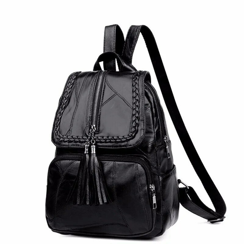 New Fashion Leisure Women's Simple Backpack Travel Soft Pu Leather Handbag Shoulder Bags for Women Girls School Bag