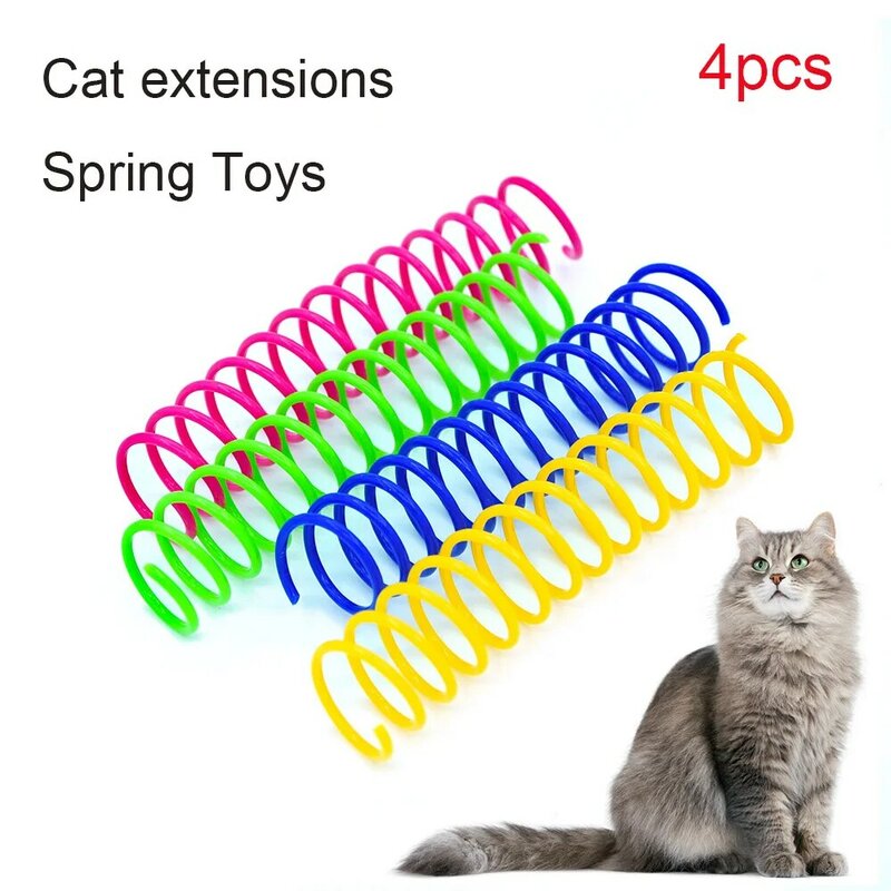 4/8/12/16pcs Cat Large Color Plastic Spring Toy Beating Dog Samll Toy Interactive Funny Kitten Good Supplies Accessories Home