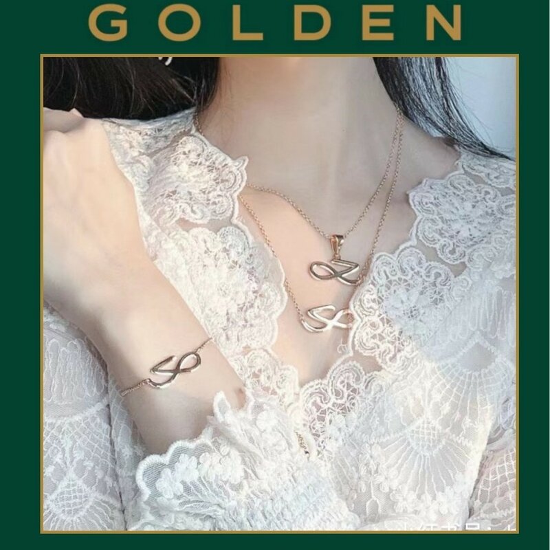 Kpop Idol Jungkook Gold Logo Necklace Bracelet Korean Fashion Accessories Jewelry