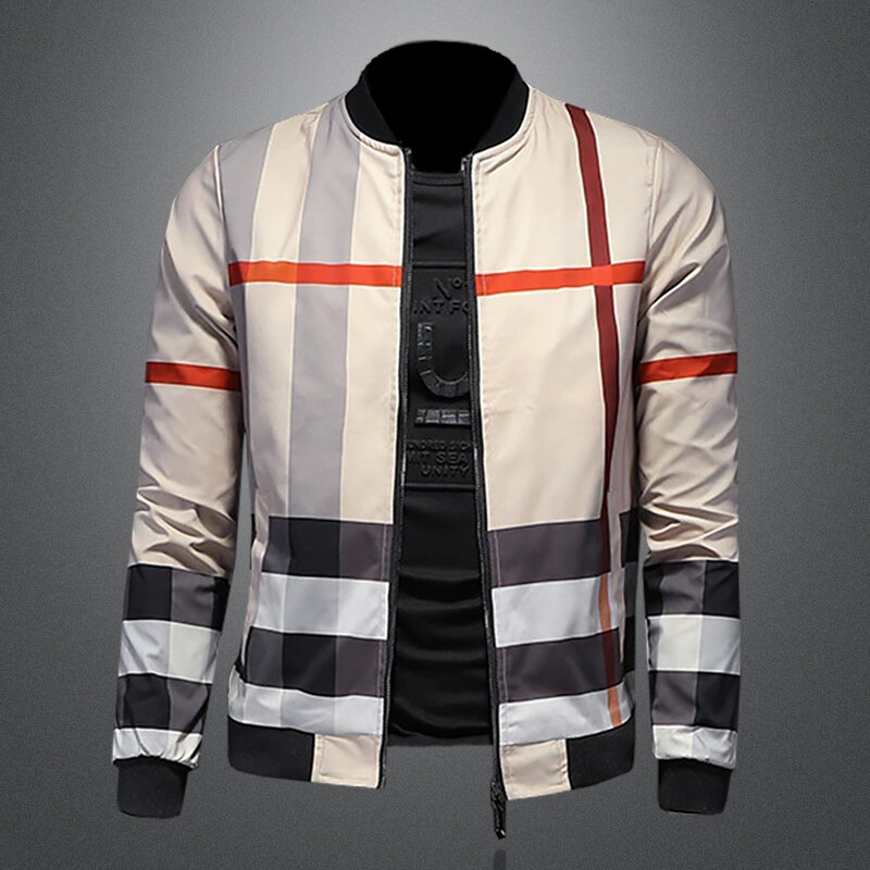 Luxury brand slim fit color matching high-quality fabric boutique men's jacket round neck baseball Jacket spring new style