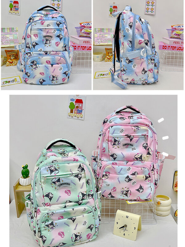 Kuromi-mochila ligera de gran capacidad para estudiantes, bolso bonito y Popular para estudiantes, mochila escolar primaria de moda para Campus