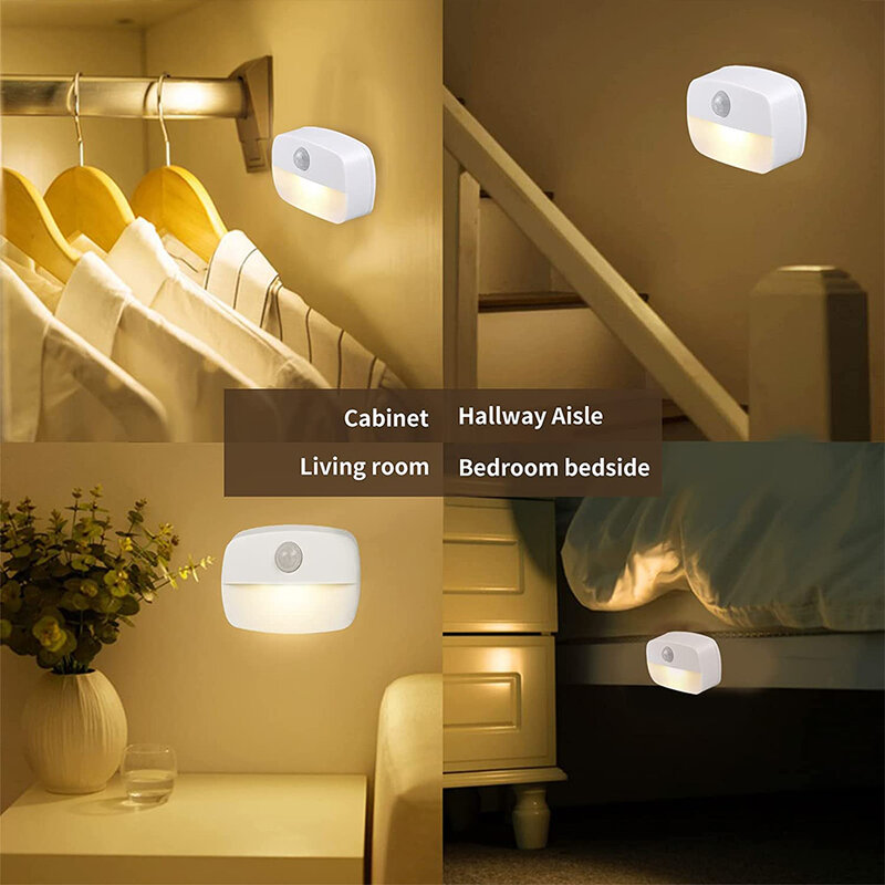 6/3/1pcs PIR 모션 센서 빛 배터리 전원 LED 벽 램프 침실 부엌 옷장 통로 복도 통로 계단 장식 램프