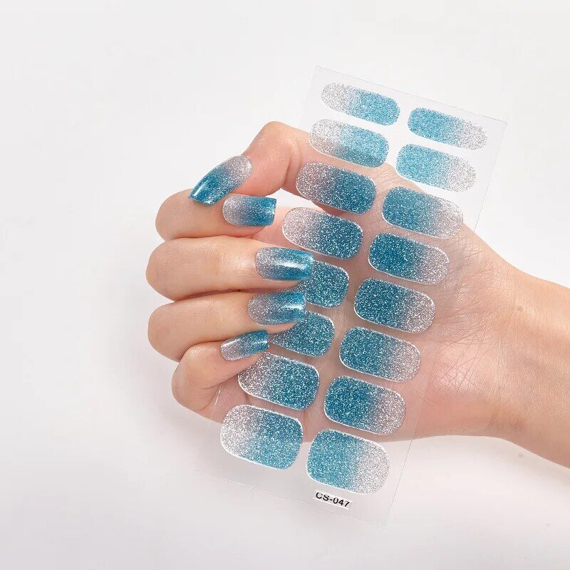 16/22 suggerimenti 3D Nail Sticker inverno natale Snow Blue Diamonds Full Nail Art Stickers Manicure fai da te Nail Strips Nail Decor