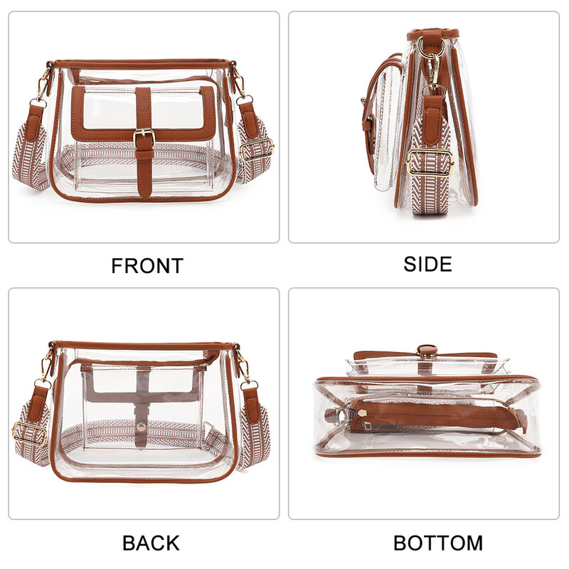 New Clear Crossbody Bag,Clear Satchel Bag for Women with Adjustable Strap,Clear Bag Purse Stadium Approved for Concerts Festival