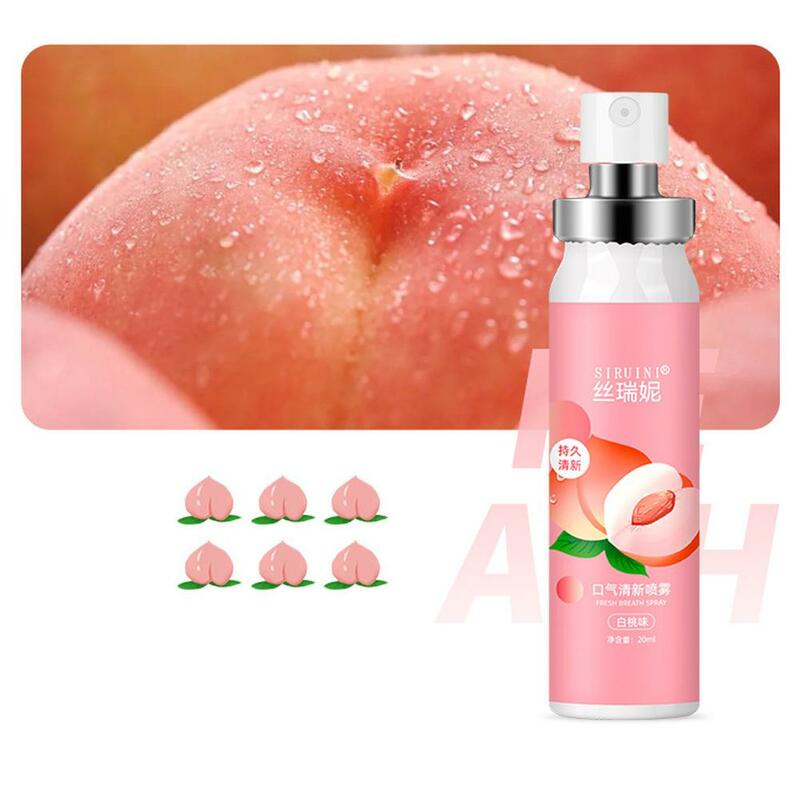 20ml Fruit Flavor Fresh Oral Spray Grape Peach Breath Spray Mouth Freshener Remove Bad Breath Deodorant Peach Grapes Sweet Spray