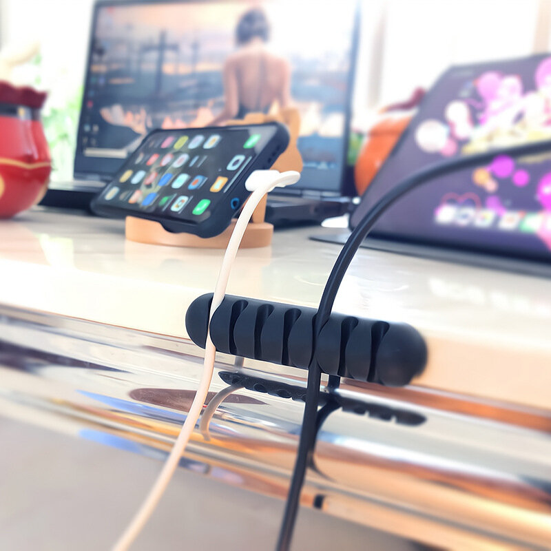 Smart kabel pemegang silikon fleksibel kabel Winder kawat Organizer pemegang kabel manajemen klip untuk USB Earphone kabel jaringan