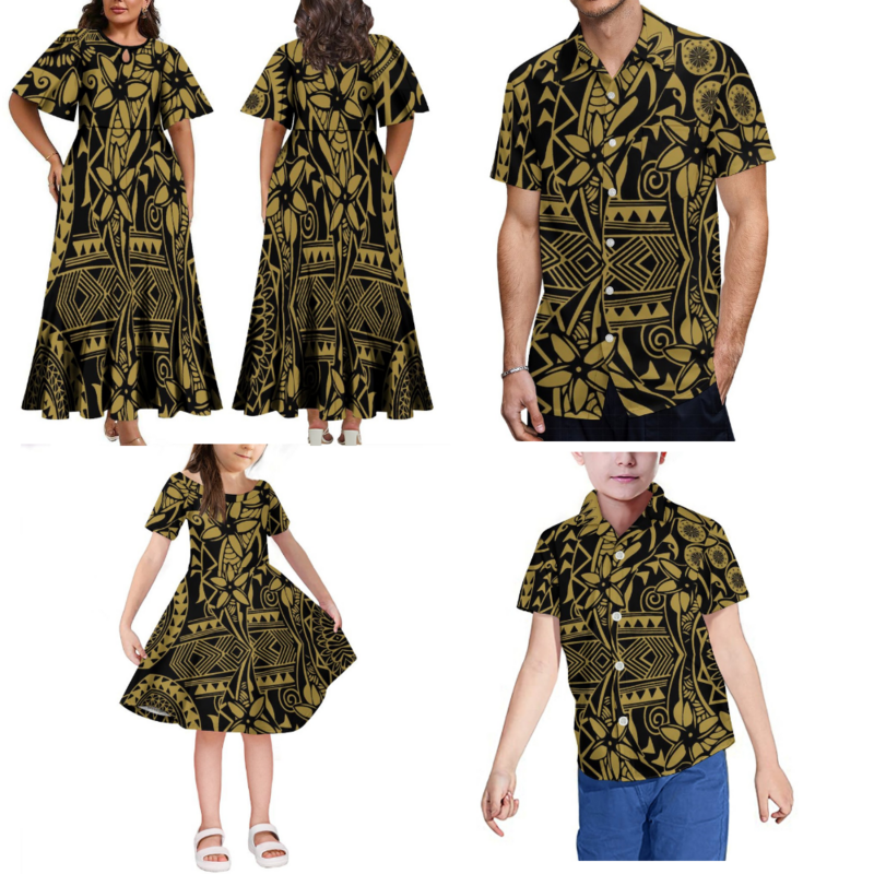 Letnia sztuka rodzina zestaw imprezowy suknia bankietowa dla dorosłych i dzieci polinezyjska odzież rodzinna nowa duża spódnica elegancka sukienka