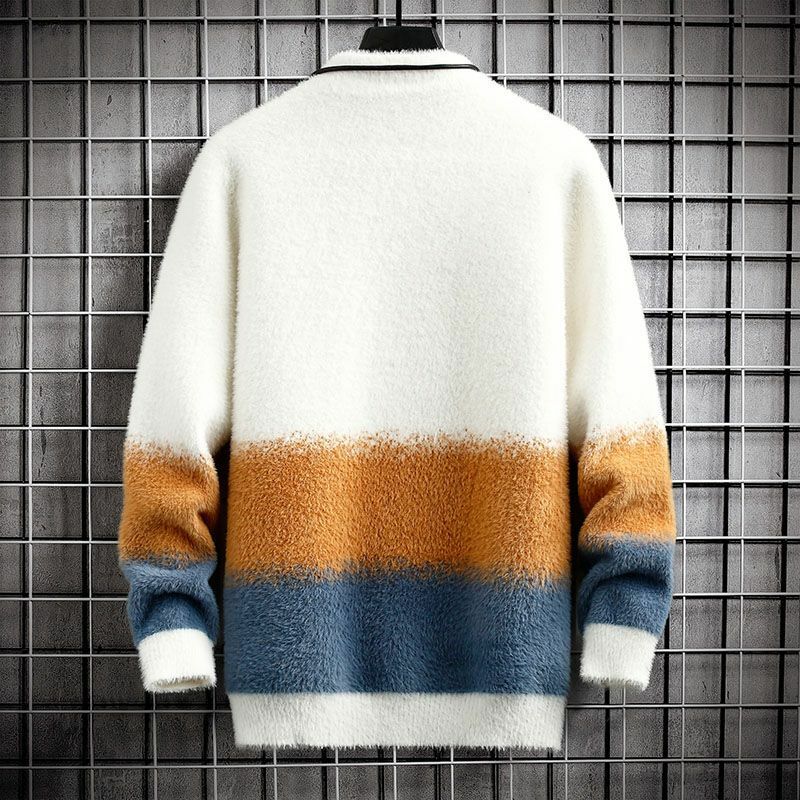 Moda meia gola alta malha emendado tie dye suéteres roupas masculinas 2022 outono nova oversized casual pullovers quente topos
