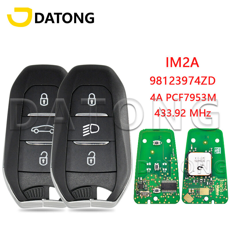 Datong World Car Remote Control Key For Peugeot 308 508 Citroen 2010 -2019 4A PCF7953M 98123974ZD 433MHz Promixity Smart Card