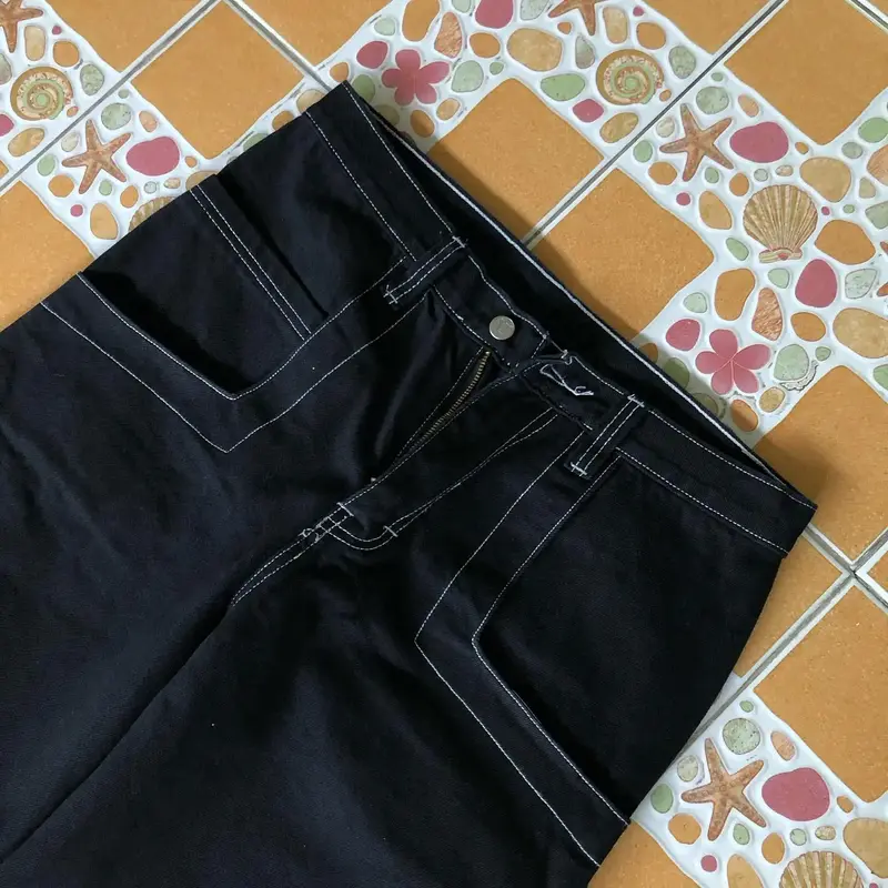 Napis Hip-hopowy workowate dżinsy mężczyzn Jeans Y2K Streetwear duża kieszeń oversize spodnie Harajuku z wysokim stanem szerokie spodnie
