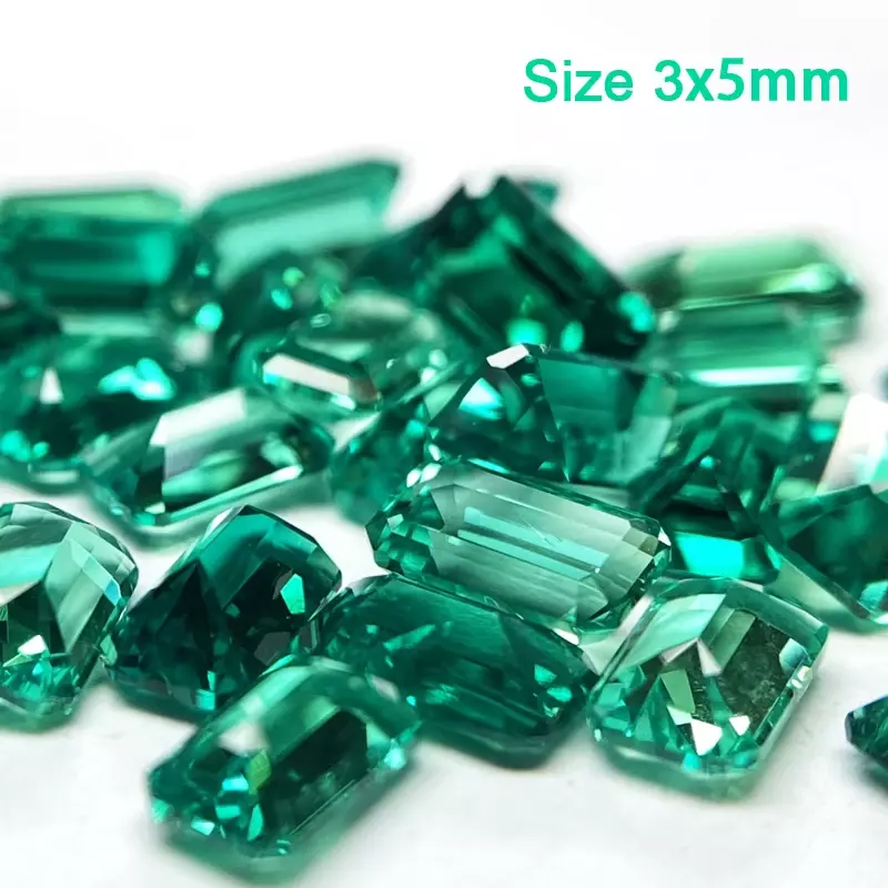 Lab Grown Columbia Emeralds Hydrothermal Emerald Cut  Hand Cutting Advanced Jewelry Making Materials 0.12-0.55ct AGL Certificate