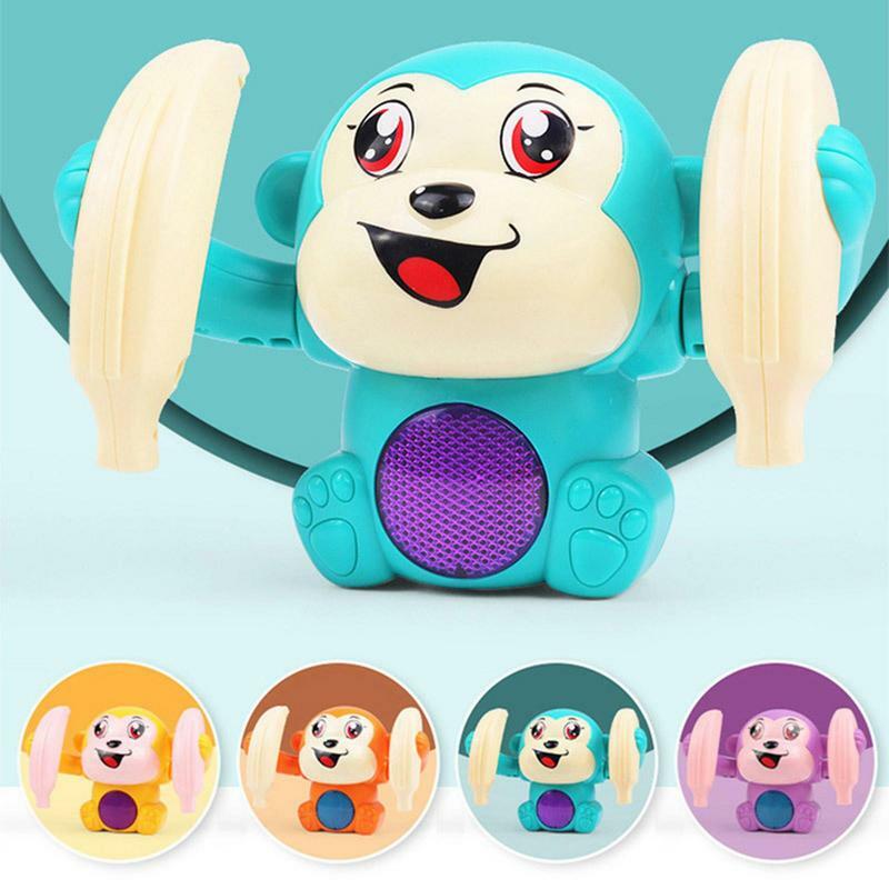 Mainan monyet elektrik mainan bayi, mainan monyet elektrik dan kepala musikal dengan kontrol suara, mainan musikal berbicara dan berguling untuk bayi
