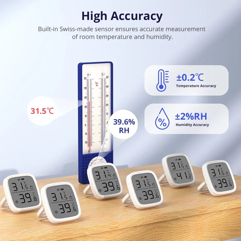 Sonoff-zigbeeスマート温度および湿度センサー,大型液晶リモコン,リアルタイムモニタリング,ジュエリーアプリケーション,alexa,Google Home, SNZB-02D
